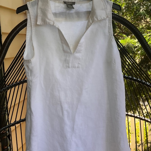 NEIMAN MARCUS LINEN WHITE SLEEVELESS TOP - Picture 10 of 13